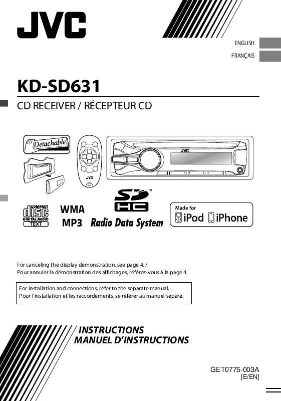 Mode d'emploi JVC KD-SD631