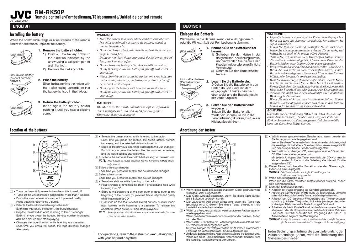 Mode d'emploi JVC RMRK50P-RM-RK50