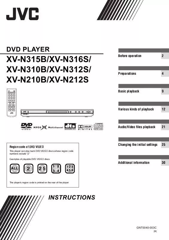 Mode d'emploi JVC XV-N312S