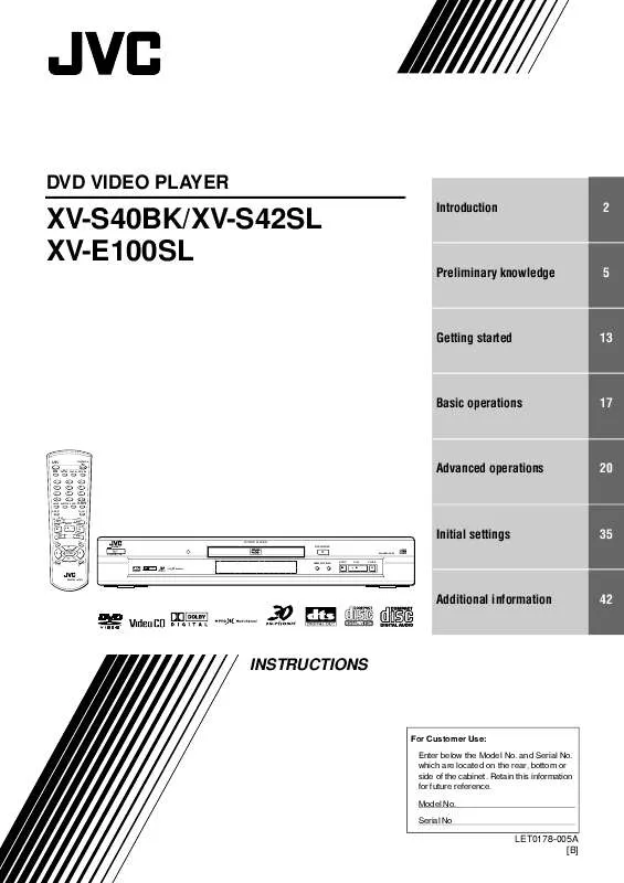 Mode d'emploi JVC XV-S42SL