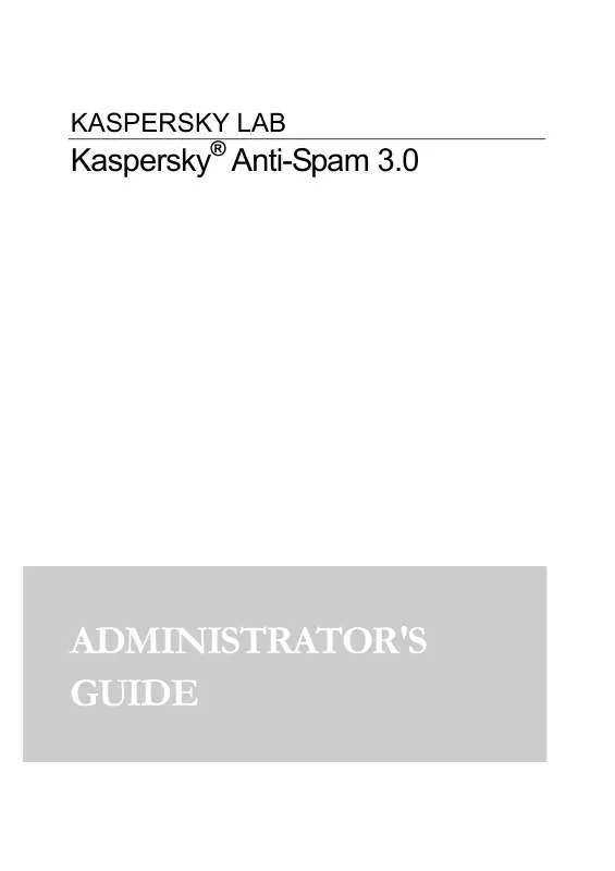 Mode d'emploi KASPERSKY LAB ANTI-SPAM 3.0