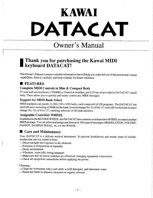 Mode d'emploi KAWAI DATACAT