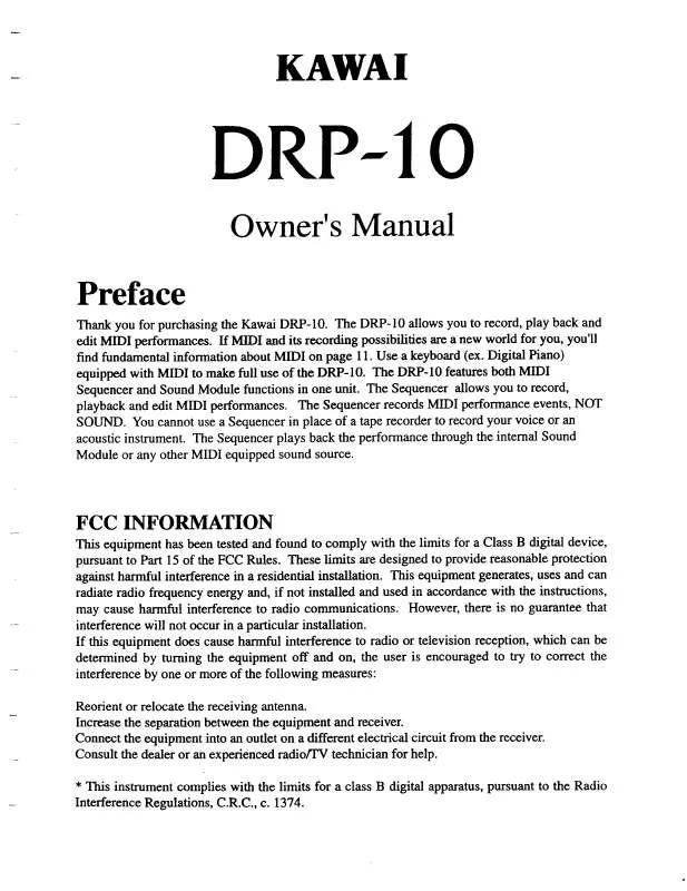 Mode d'emploi KAWAI DRP-10