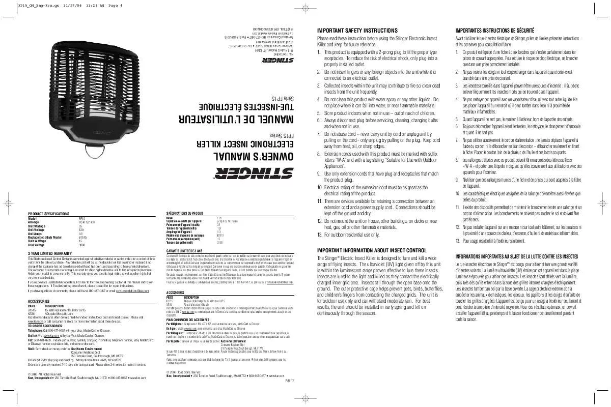 Mode d'emploi KAZ FP15