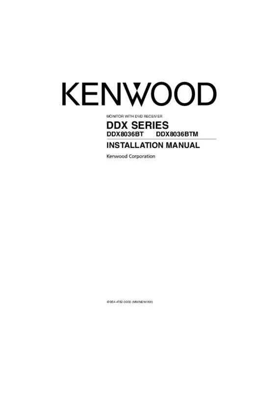 Mode d'emploi KENWOOD DDX8036BT