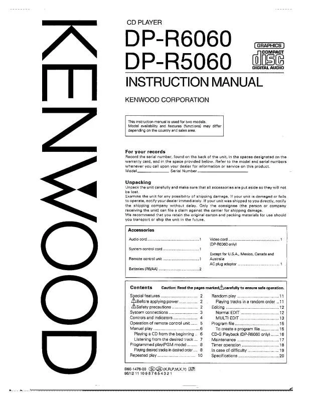 Mode d'emploi KENWOOD DP-R6060