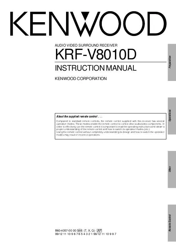 Mode d'emploi KENWOOD KRF-V8010D