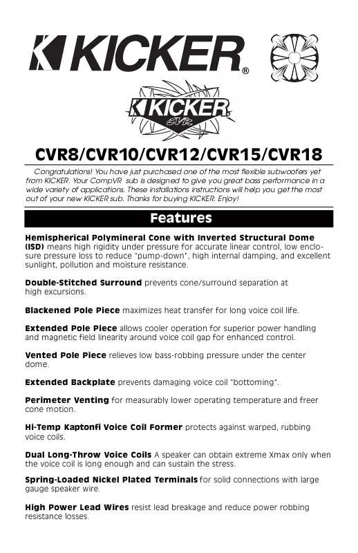 Mode d'emploi KICKER CVR8