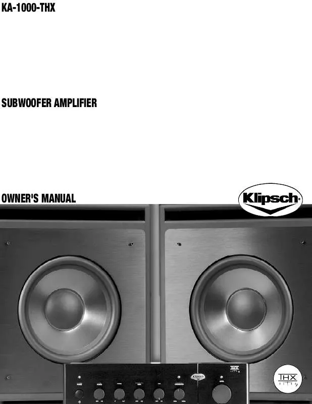 Mode d'emploi KLIPSCH KA-1000-THX