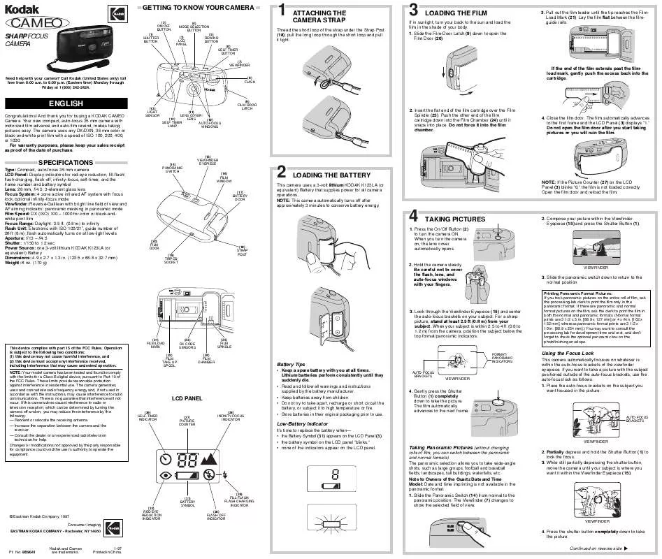 Mode d'emploi KODAK CAMEO SHARP FOCUS