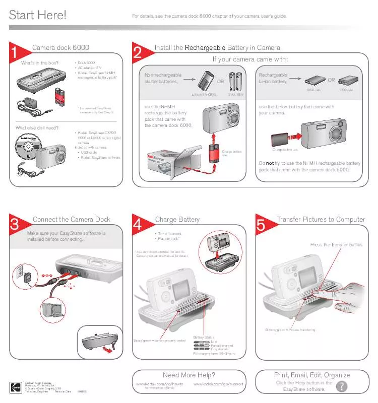 Mode d'emploi KODAK CAMERA DOCK 6000