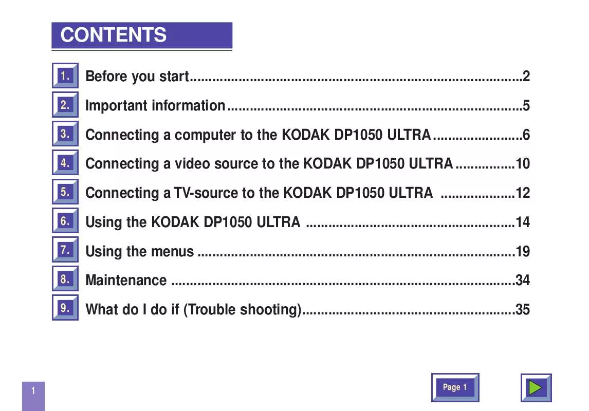 Mode d'emploi KODAK DP1050 DIGITAL PROJECTOR