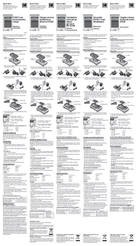 Mode d'emploi KODAK K7500 UNIVERSAL BATTERY CHARGER