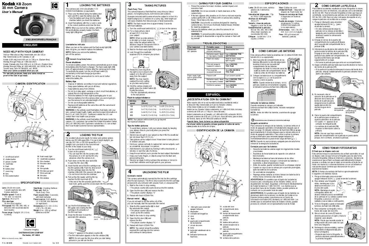 Mode d'emploi KODAK KB ZOOM