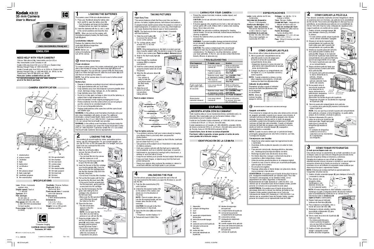 Mode d'emploi KODAK KB22