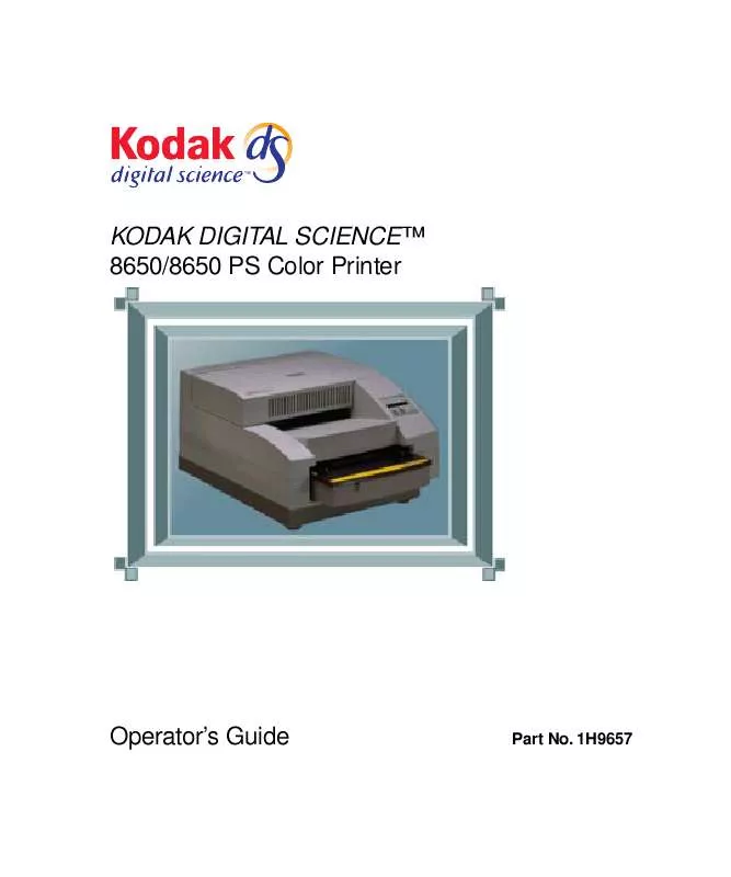 Mode d'emploi KODAK DIGITAL SCIENCE 8650 COLOR PRINTER