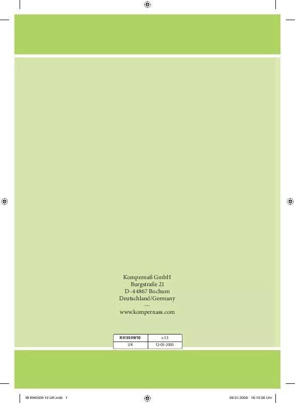 Mode d'emploi KOMPERNASS BALANCE KH 5509-5510 BODY FAT-MUSCLE MASS AND WATER ANALYSIS SCALES