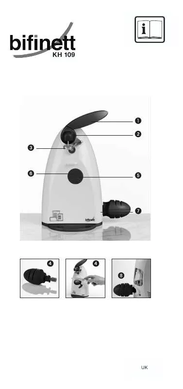 Mode d'emploi KOMPERNASS BIFINETT KH 109 ELECTRIC CAN OPENER WITH INTEGRATED KNIFE SHARPENER