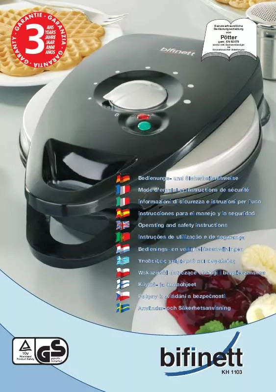 Mode d'emploi KOMPERNASS BIFINETT KH 1103 WAFFLE IRON