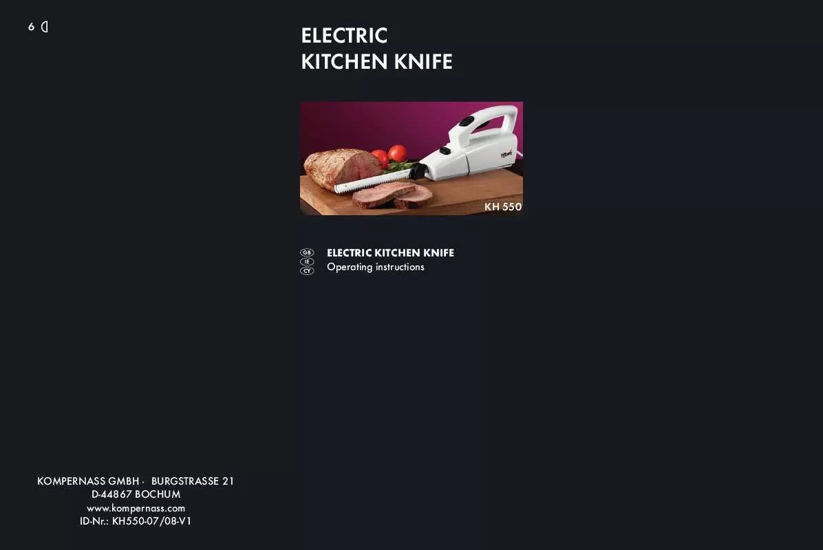 Mode d'emploi KOMPERNASS BIFINETT KH 550 ELECTRIC KITCHEN KNIFE