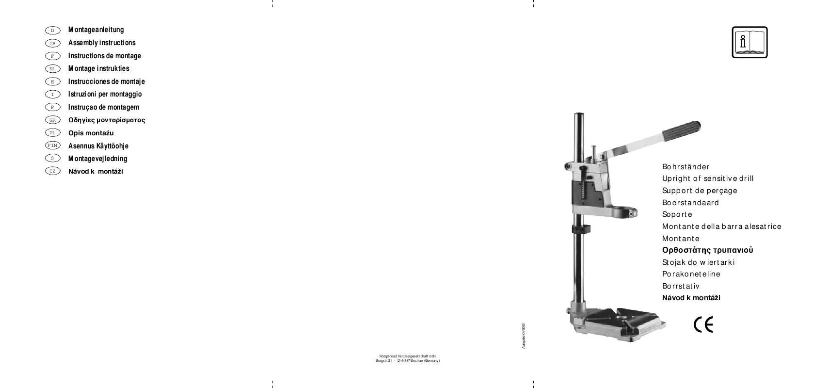 Mode d'emploi KOMPERNASS EBENCH UPRIGHT OF SENSITIVE DRILL