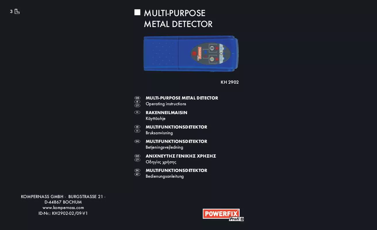 Mode d'emploi KOMPERNASS POWERFIX KH 2902 MULTI-PURPOSE METAL DETECTOR