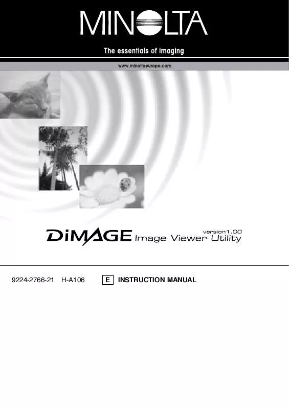 Mode d'emploi KONICA MINOLTA DIMAGE IMAGE VIEWER UTILITY 1.0 FOR DIMAGE 7/5/X/S304/S404