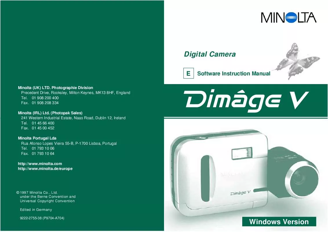 Mode d'emploi KONICA MINOLTA DIMAGE V SOFTWARE-WIN