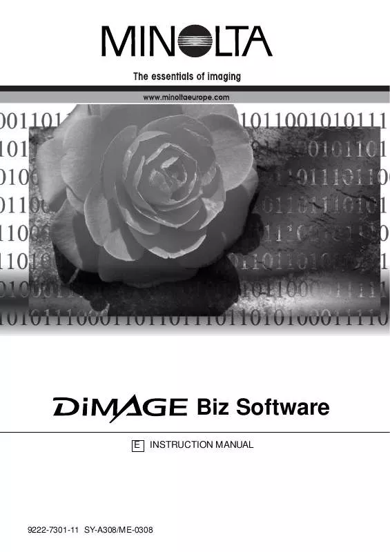 Mode d'emploi KONICA MINOLTA DIMAGE XT BIZ SOFTWARE