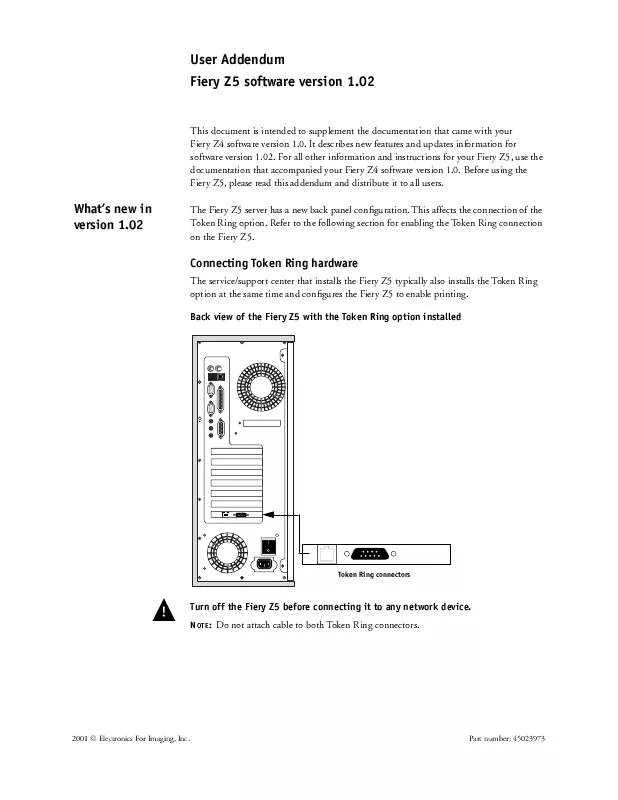 Mode d'emploi KONICA MINOLTA FIERY Z5 FOR CF9001