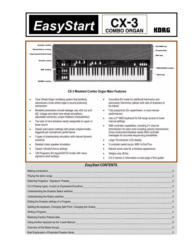 Mode d'emploi KORG CX-3