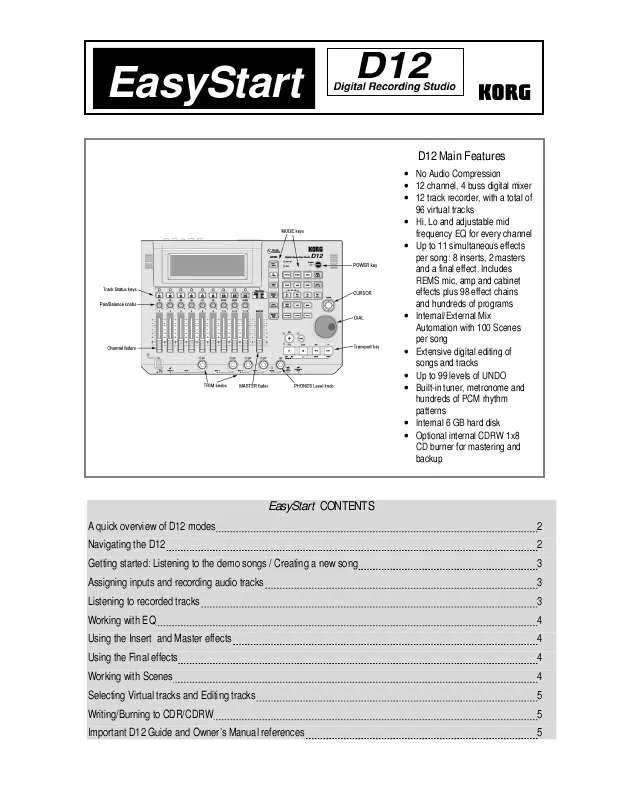 Mode d'emploi KORG D12