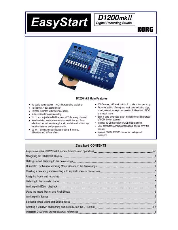 Mode d'emploi KORG D1200MKII