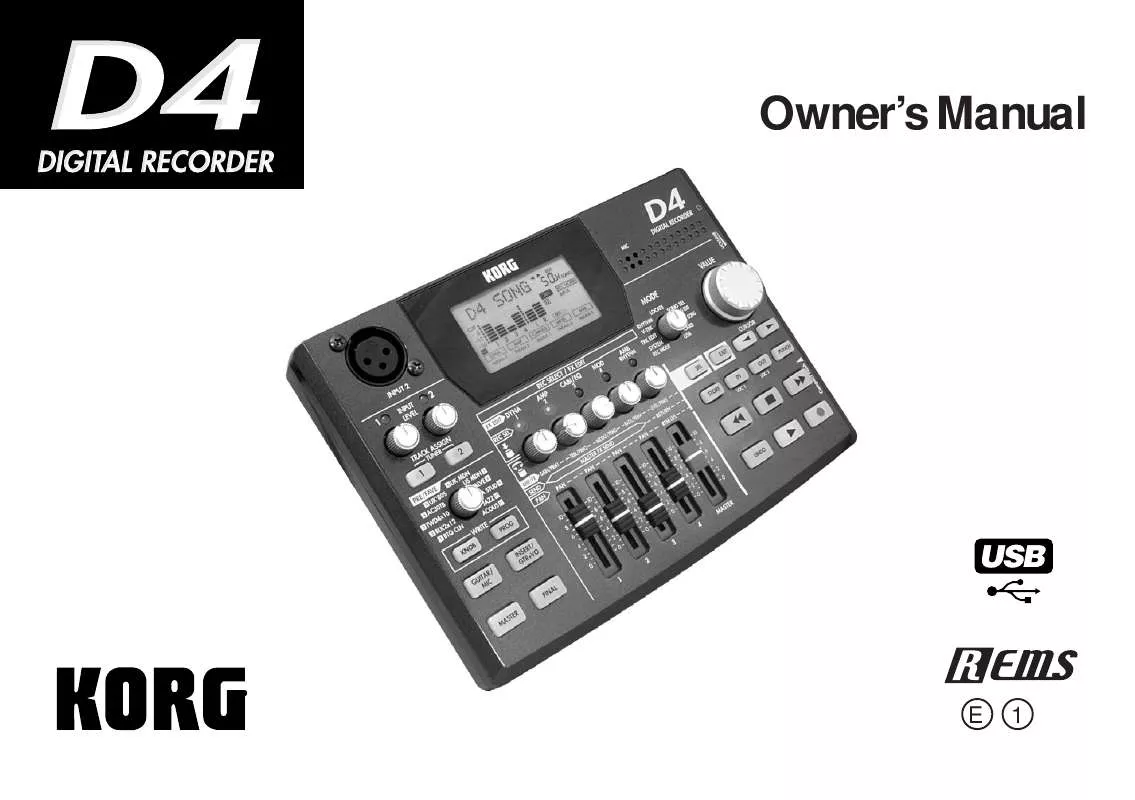 Mode d'emploi KORG D4 DIGITAL RECORDER