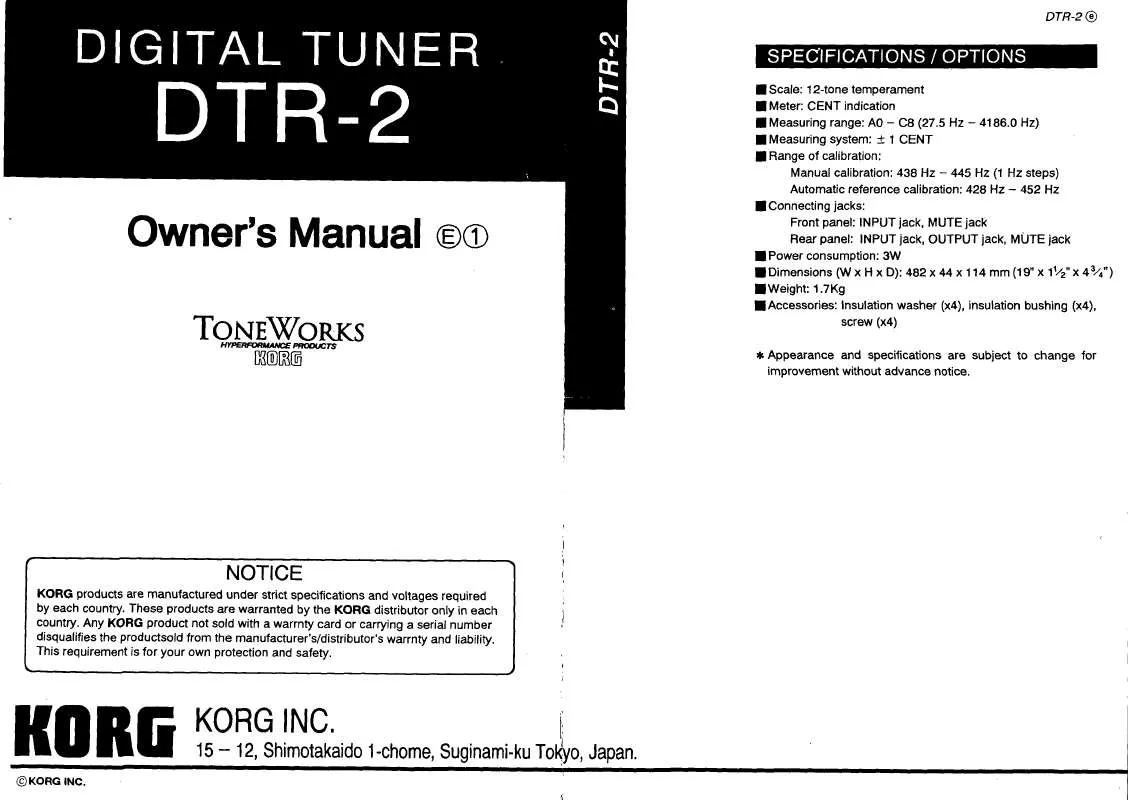 Mode d'emploi KORG DTR-2