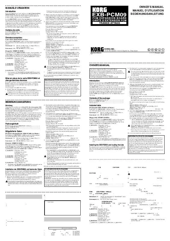 Mode d'emploi KORG EXB09OM