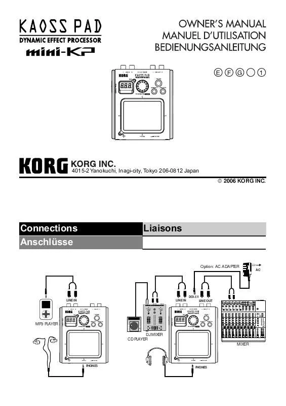 Mode d'emploi KORG MINI KP