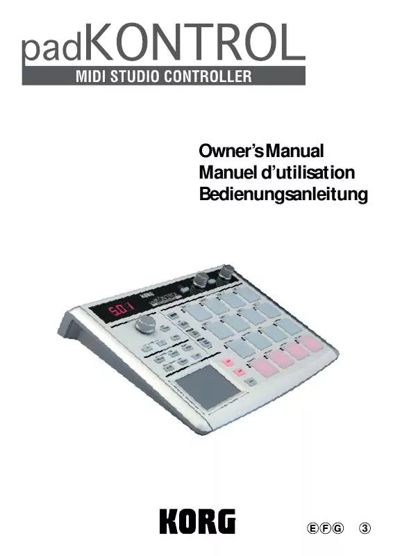 Mode d'emploi KORG PADKONTROL MIDI