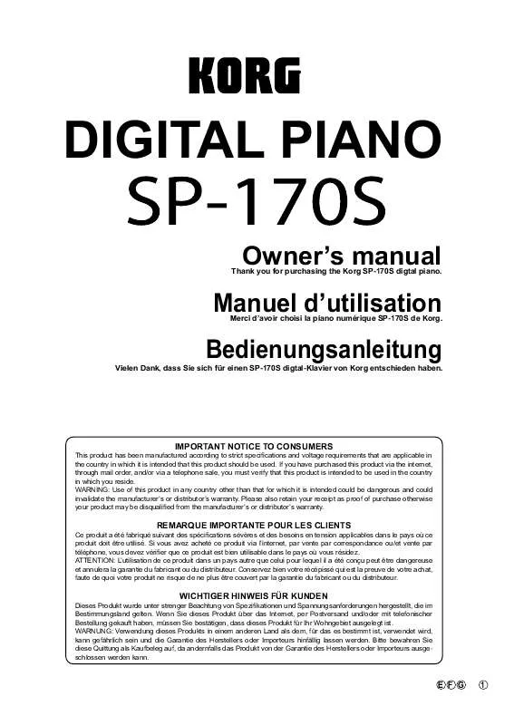 Mode d'emploi KORG SP170S