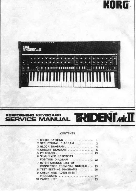 Mode d'emploi KORG TRIDENT MKII