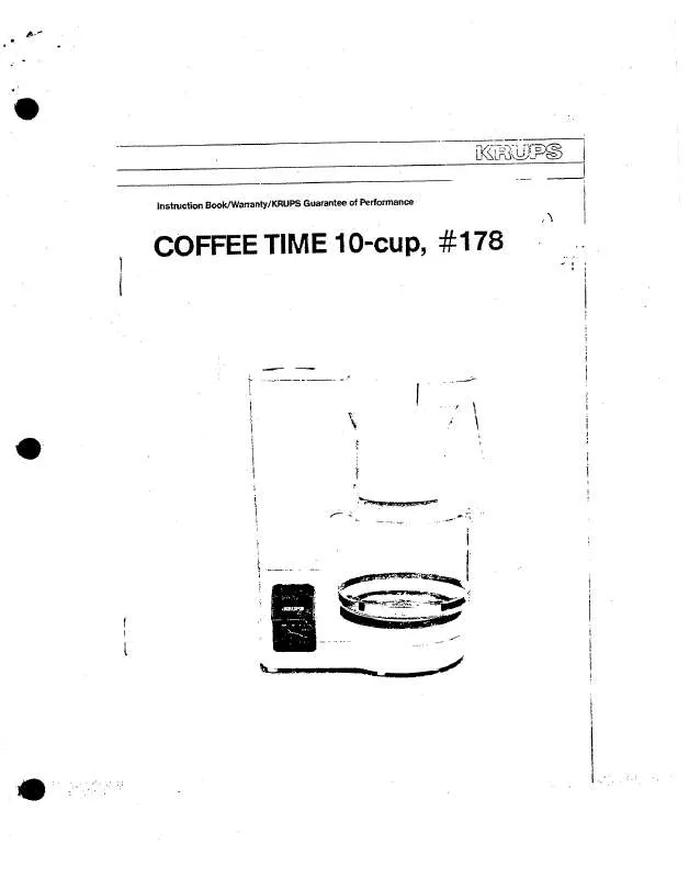 Mode d'emploi KRUPS COFFEE TIME 10-CUP 178