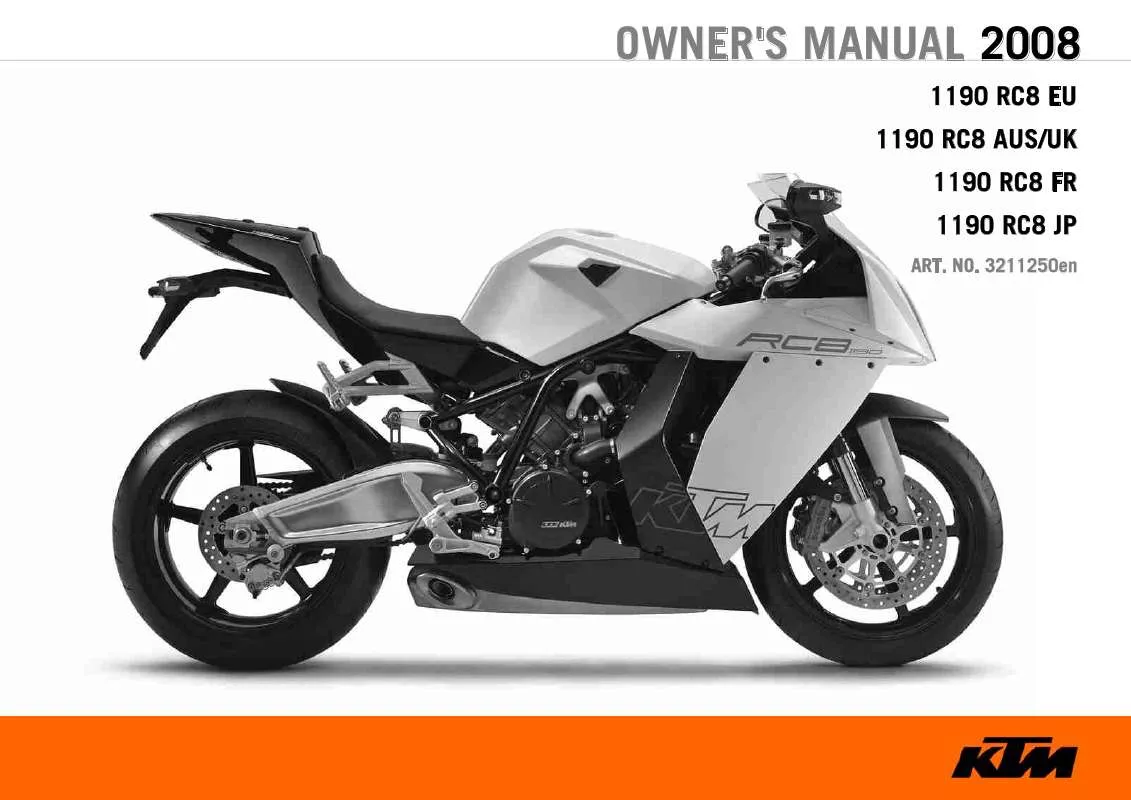 Mode d'emploi KTM 1190 RC8 AUS