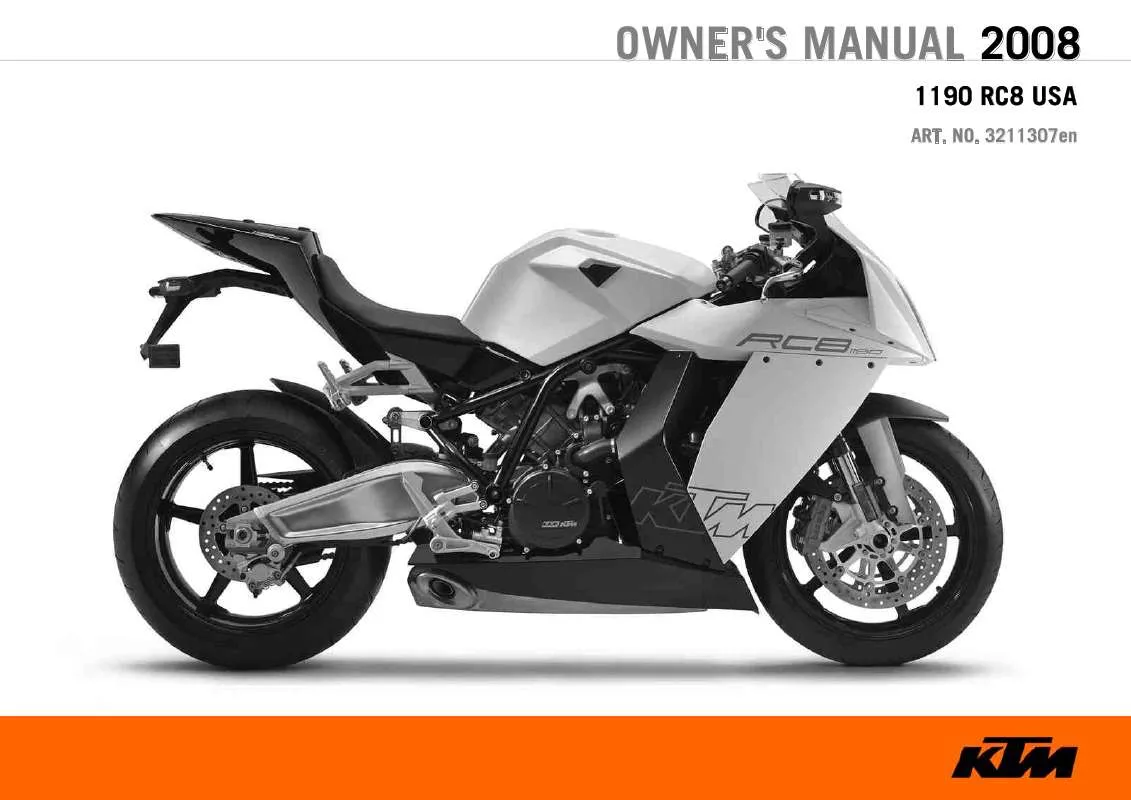 Mode d'emploi KTM 1190 RC8 USA