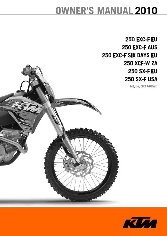 Mode d'emploi KTM 250 EXC-F SIX DAYS EU