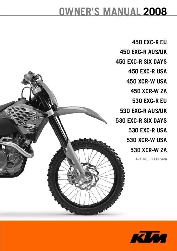 Mode d'emploi KTM 450 EXC-R USA
