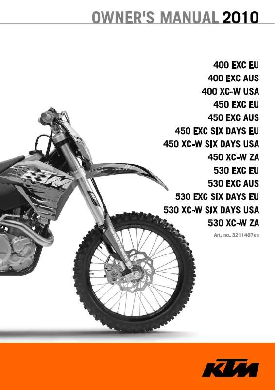 Mode d'emploi KTM 450 EXC SIX DAYS EU