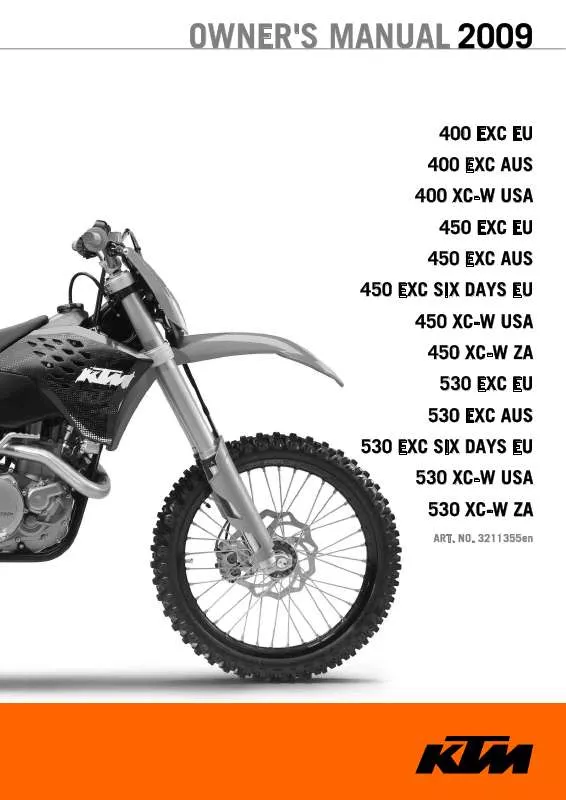 Mode d'emploi KTM 530 XC-W USA