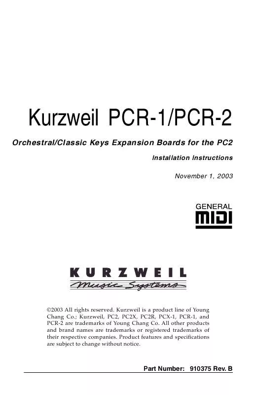 Mode d'emploi KURZWEIL ROMINST