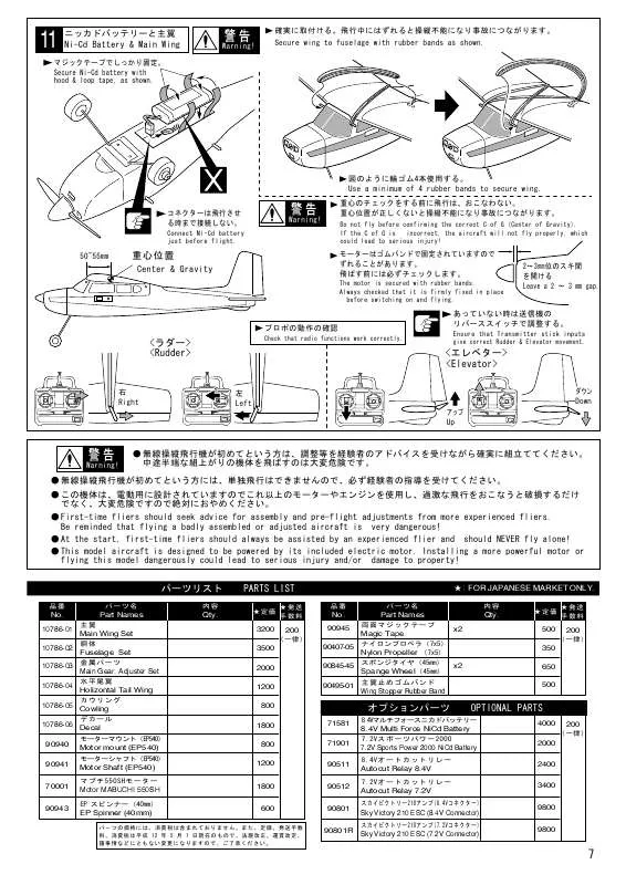 Mode d'emploi KYOSHO EP 180 TRAINER
