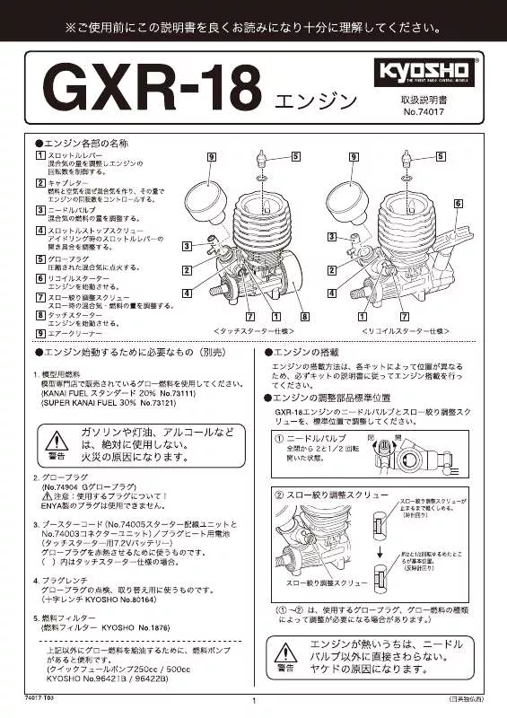 Mode d'emploi KYOSHO GXR-18